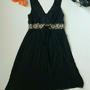 Banana Republic black dress with gold detail